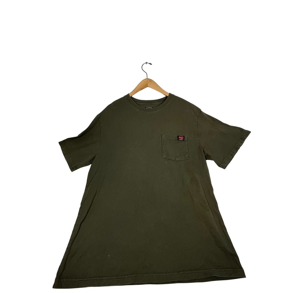 Wrangler Mens Olive Green Short Sleeve Crew Neck Cotton T-Shirt Basic Tee